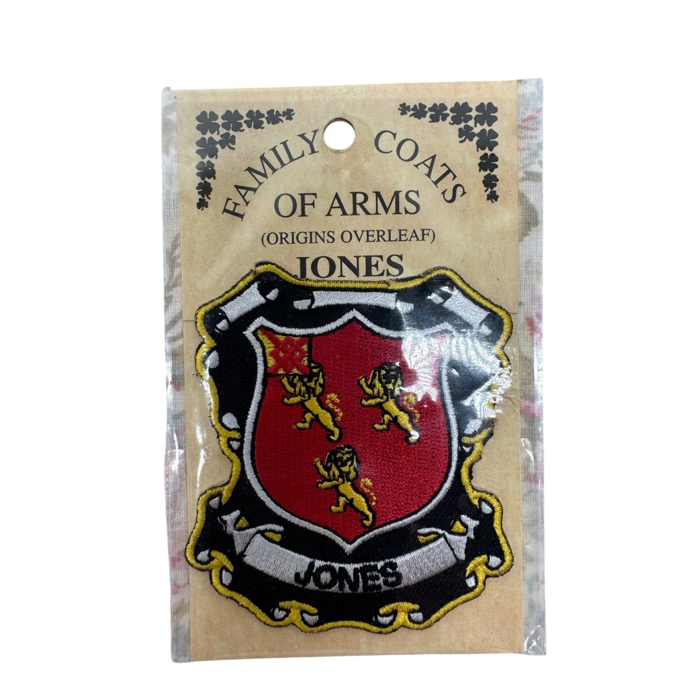 Jones Family Coat of Arms Embroidered Patch Heraldry Crest Lions Ireland 2005
